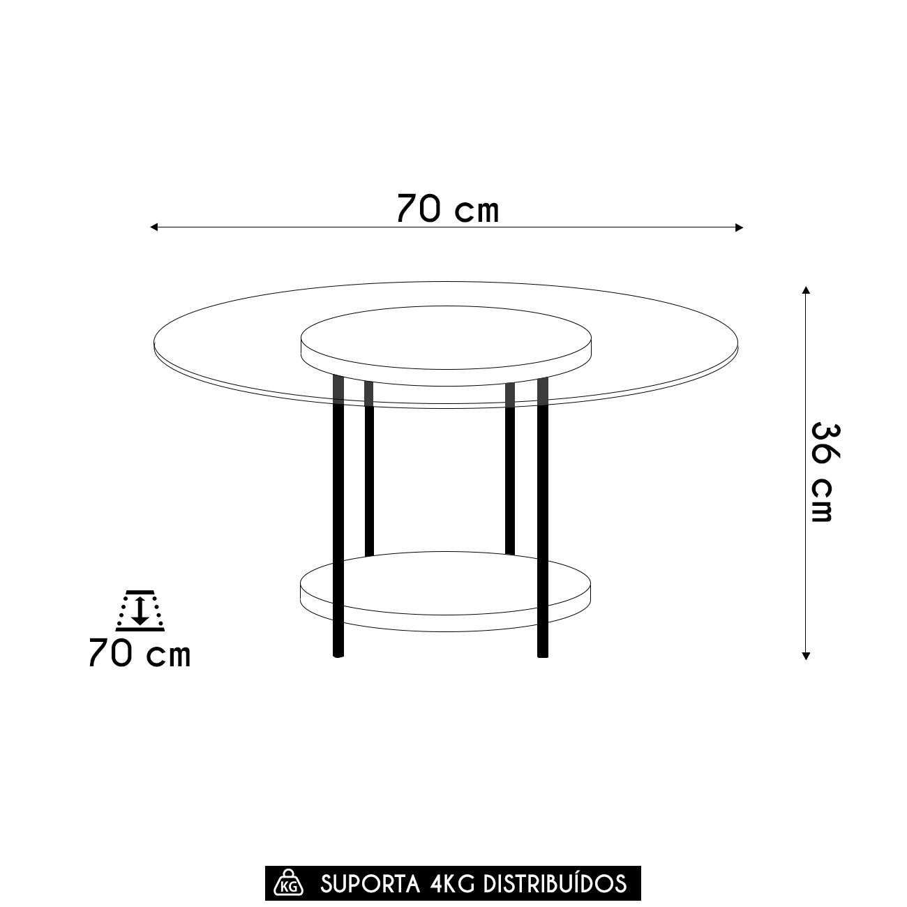 Mesa de Centro Redonda Tampo de Vidro Mindy H01 Off White - Mpozenato