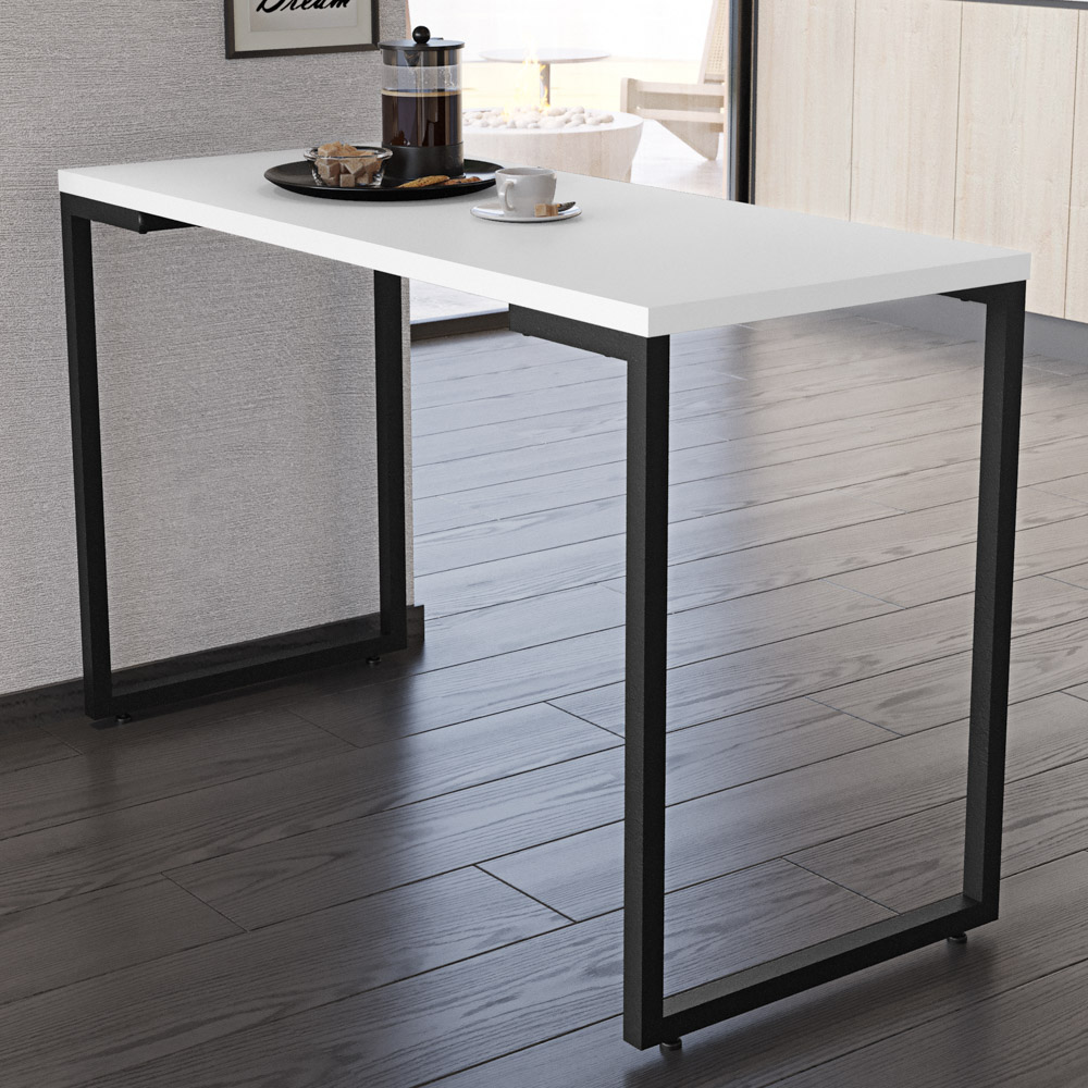 Mesa de Cozinha Multiuso Lanche Rápido Estilo Industrial 120x50cm BP Prattica F02 Branco - Mpozenato