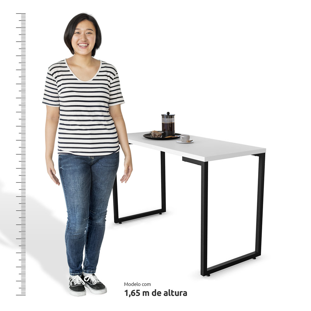 Mesa de Cozinha Multiuso Lanche Rápido Estilo Industrial 120x50cm BP Prattica F02 Branco - Mpozenato