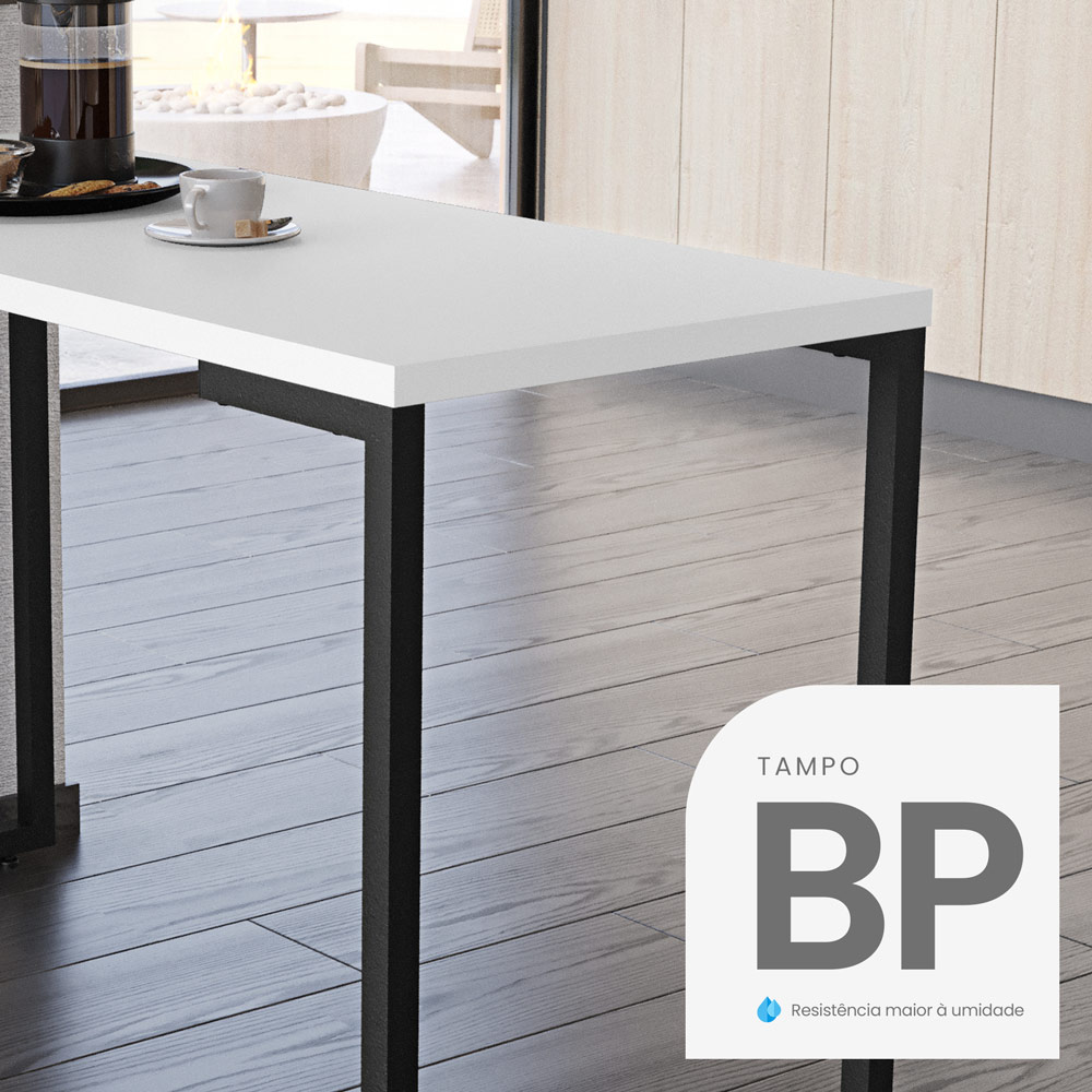 Mesa de Cozinha Multiuso Lanche Rápido Estilo Industrial 120x50cm BP Prattica F02 Branco - Mpozenato