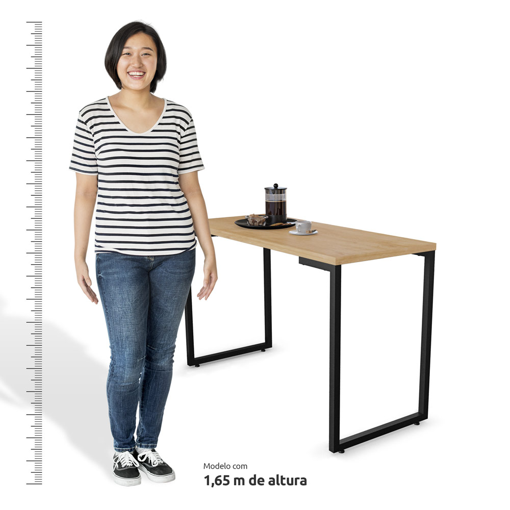 Mesa de Cozinha Multiuso Lanche Rápido Estilo Industrial 120x50cm BP Prattica F02 Nature - Mpozenato