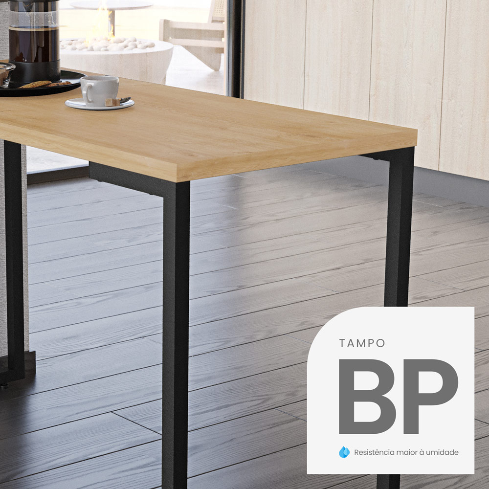 Mesa de Cozinha Multiuso Lanche Rápido Estilo Industrial 120x50cm BP Prattica F02 Nature - Mpozenato