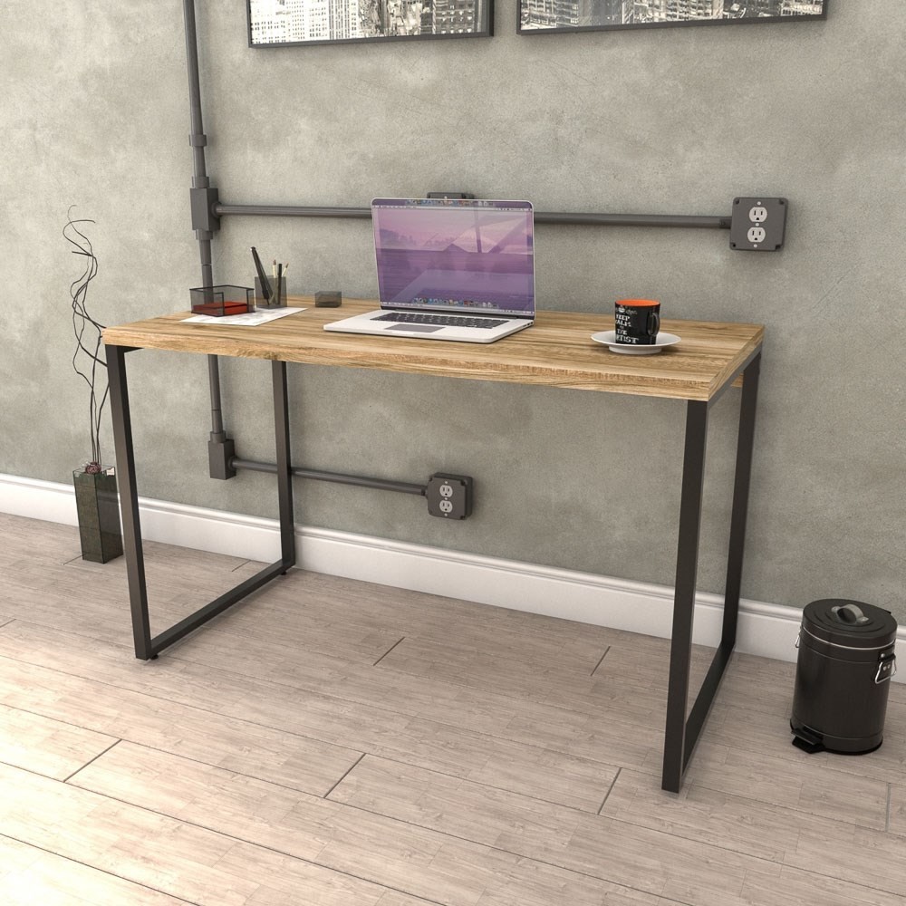 Mesa de Escritório Office 120cm Estilo Industrial Prisma C08 Carvalho - Mpozenato