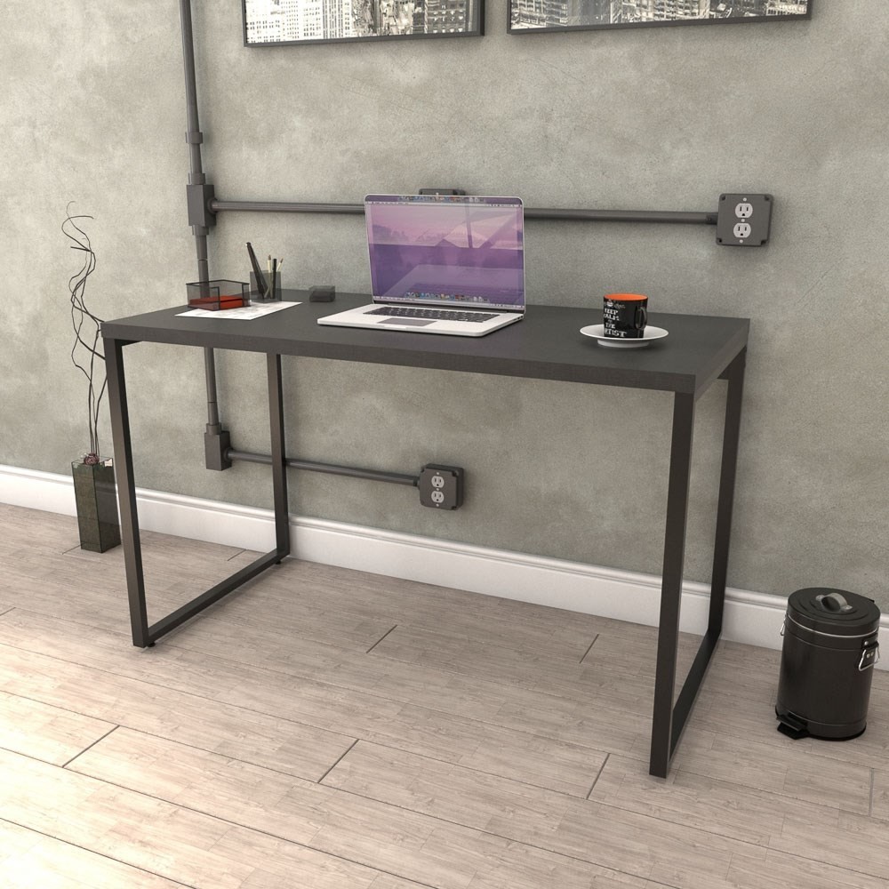 Mesa de Escritório Office 120cm Estilo Industrial Prisma C08 Preto Onix - Mpozenato