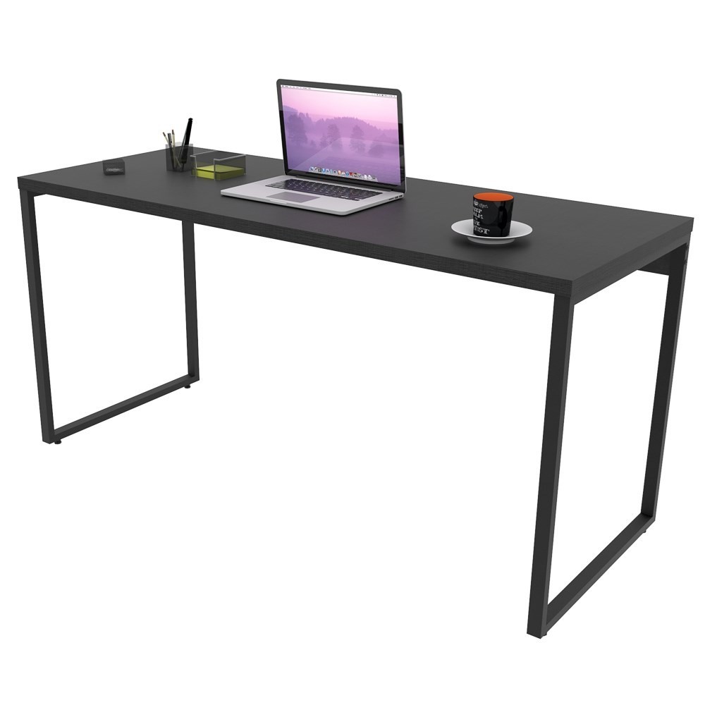 Mesa de Escritório Office 150cm Estilo Industrial Prisma C08 Preto Onix - Mpozenato