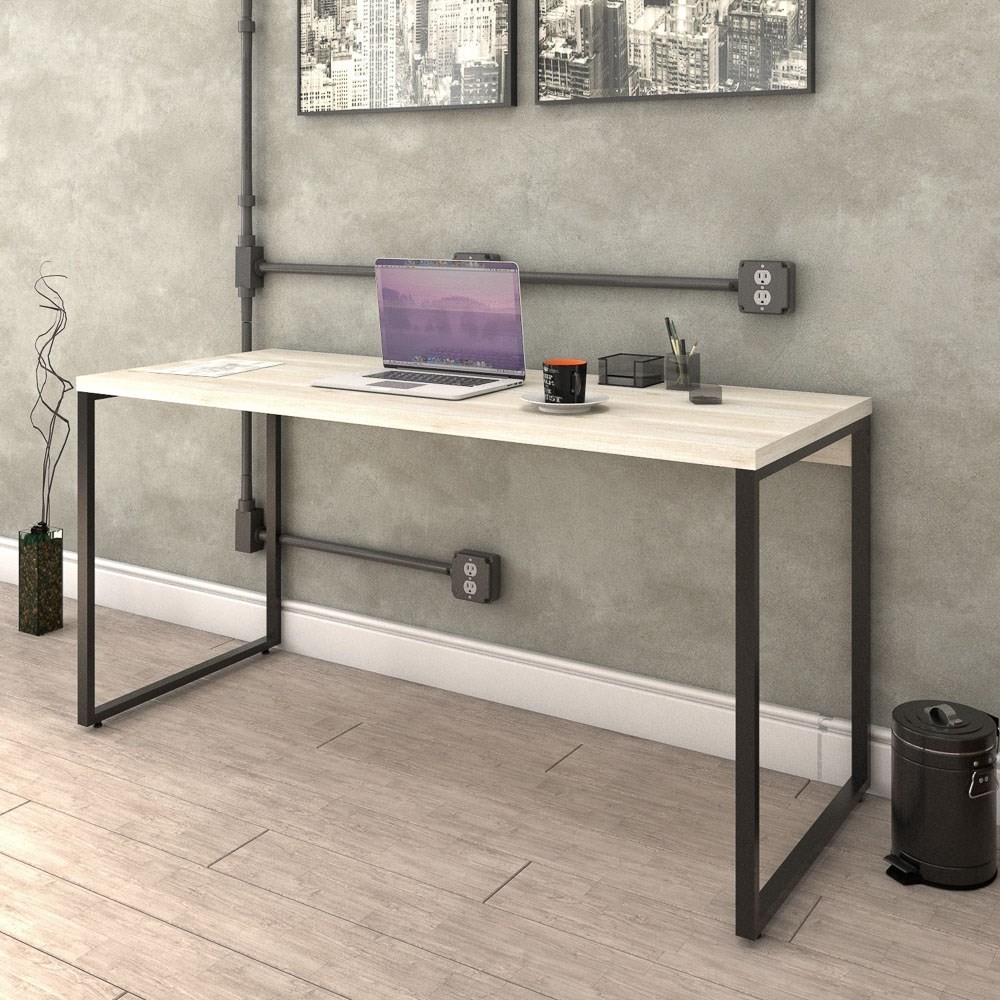 Mesa de Escritório Office 150cm Estilo Industrial Prisma C08 Snow - Mpozenato