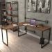 Mesa de Escritório Office em L 150x150cm Estilo Industrial Prisma C08 Nogal - Mpozenato