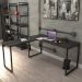 Mesa de Escritório Office em L 150x150cm Estilo Industrial Prisma C08 Preto Onix - Mpozenato