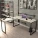 Mesa de Escritório Office em L 150x150cm Estilo Industrial Prisma C08 Snow - Mpozenato