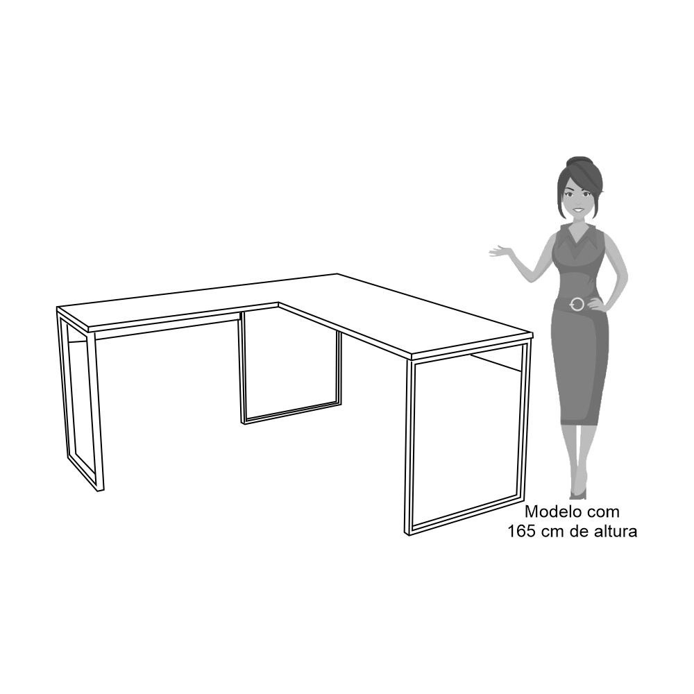 Mesa de Escritório em L 150x150 Studio Industrial M18 Branco - Mpozenato