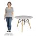 Mesa de Jantar 4 Lugares Redonda 120cm Tampo MDF Pés Eiffel Paris R02 Branco - Mpozenato