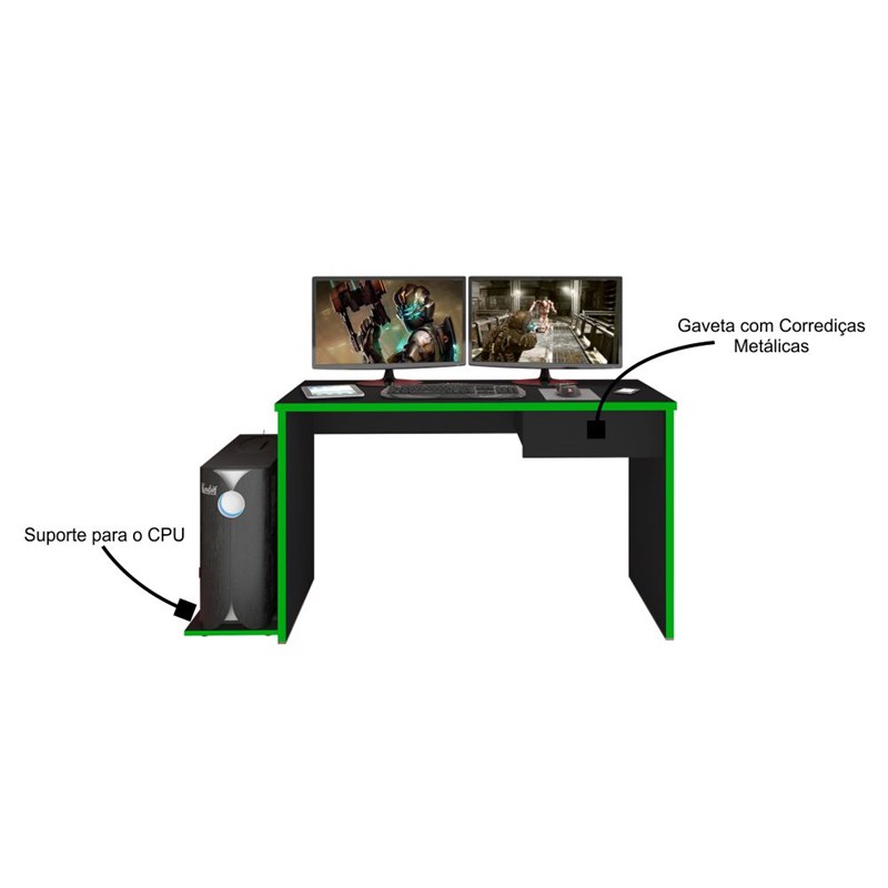 Mesa para Computador Notebook Desk Game DRX 8000 Preto/Verde – Mpozenato