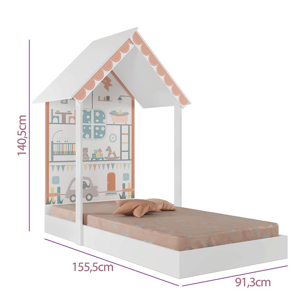 Mini Cama Montessoriana Sweetheart P13 Branco/Azul - Mpozenato