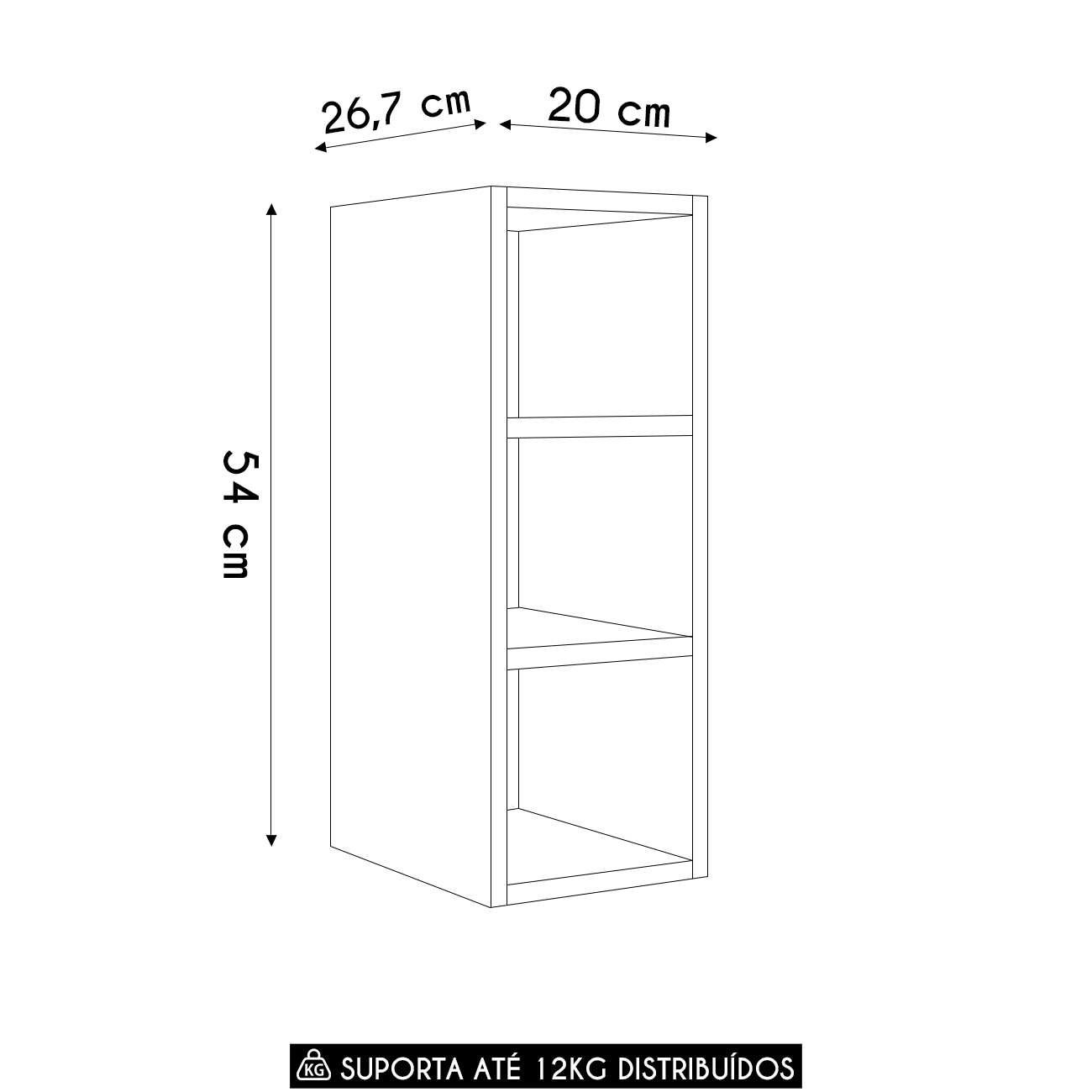 Nicho Aéreo Adega Vertical 20cm Pérola Z34 Preto            - Mpozenato