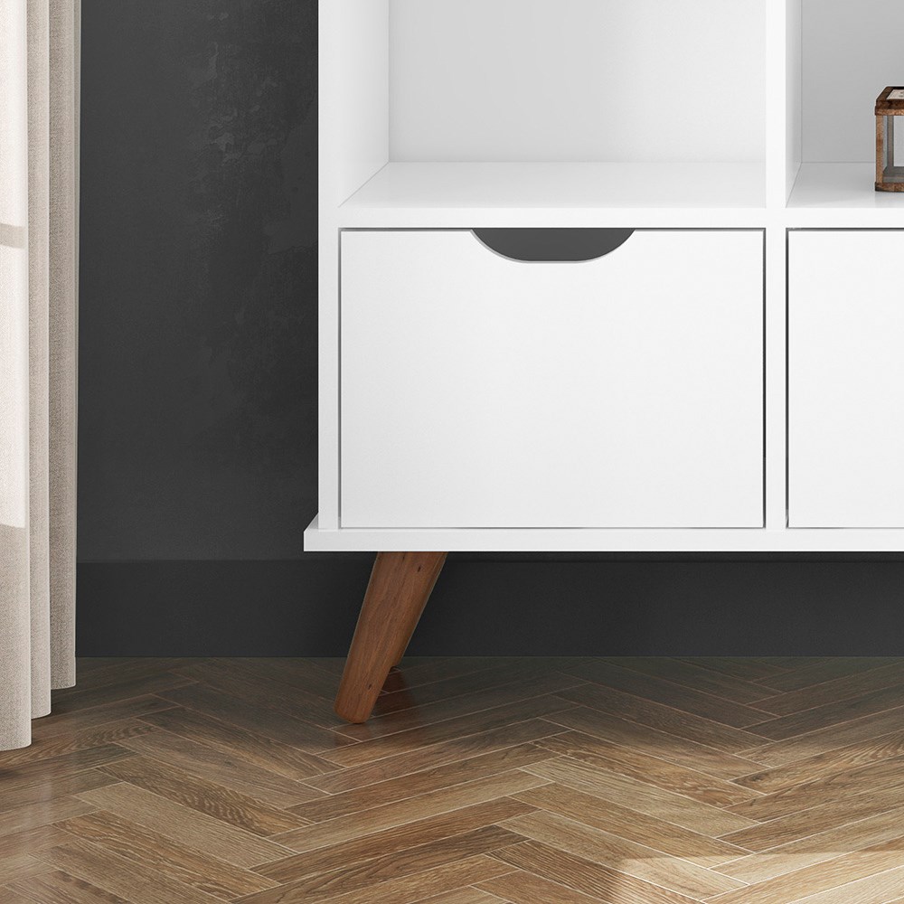 Nicho Organizador Multifuncional 3 Nichos 6 Gavetas Pés Retrô Cube Q01 Branco - Mpozenato