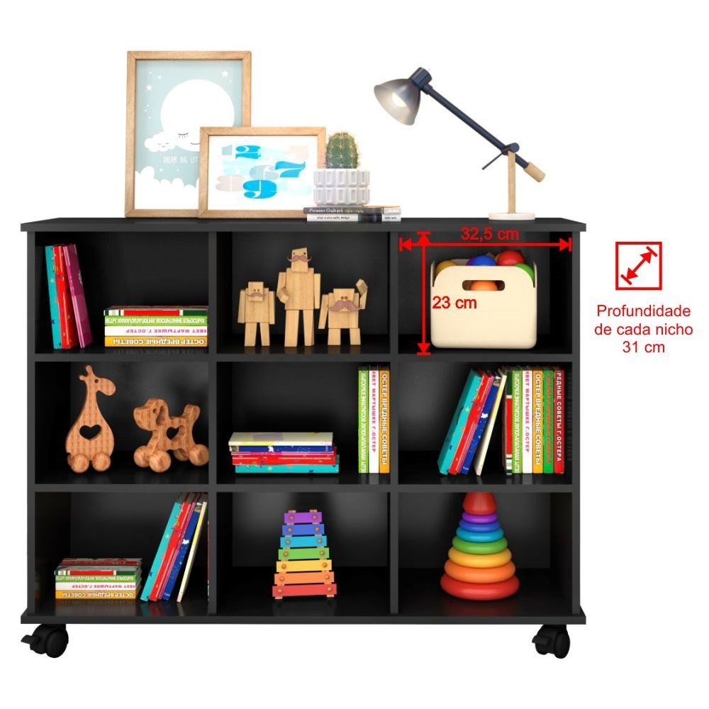 Nicho Organizador Multifuncional Multifuncional com Rodízios Toys Q01 Preto - Mpozenato