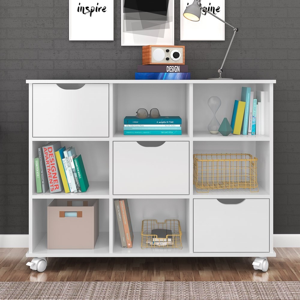 Nicho Organizador Multifuncional com Rodízios Toys Q01 3 Gavetas Branco - Mpozenato