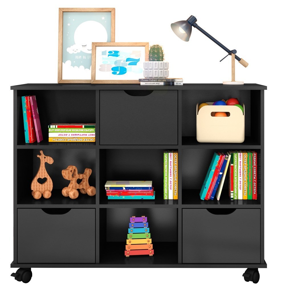Nicho Organizador Multifuncional com Rodízios Toys Q01 3 Gavetas Preto - Mpozenato