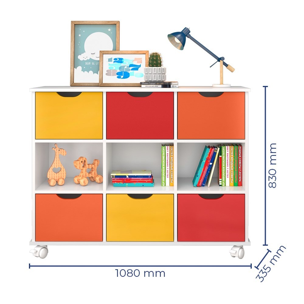 Nicho Organizador Multifuncional com Rodízios Toys Q01 6 Gavetas Branco/Colorido - Mpozenato