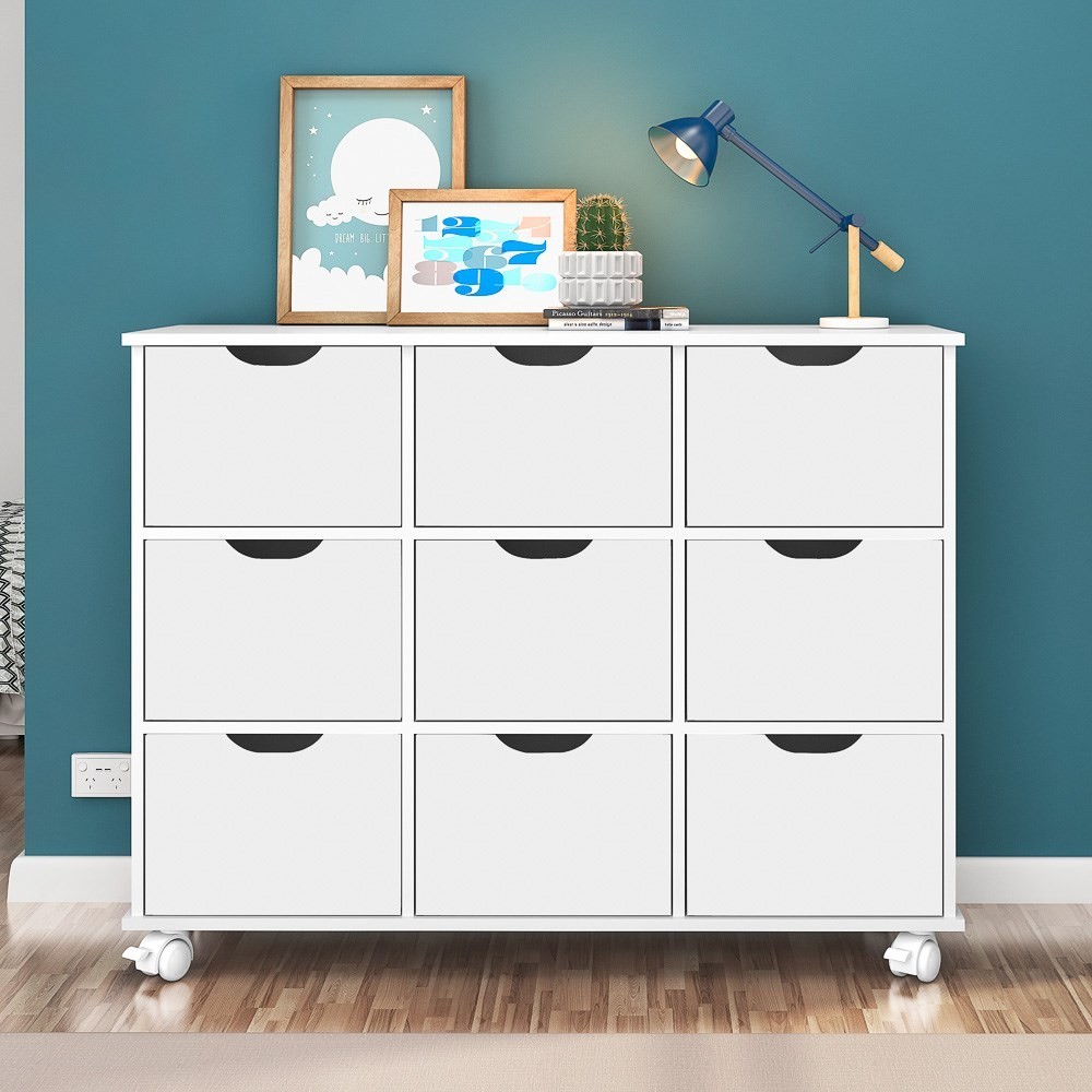 Nicho Organizador Multifuncional com Rodízios Toys Q01 9 Gavetas Branco - Mpozenato