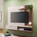 Painel Bancada Suspensa Para TV até 60 Pol. 160cm Ripado Palmas C05 Off White/Nogueira - Mpozenato