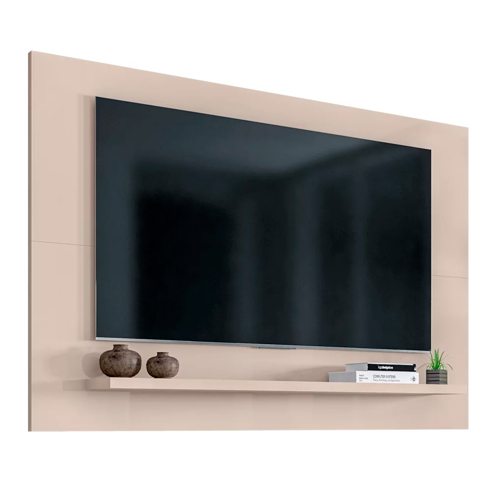Painel Para TV  Até 60 Pol. com Prateleira 1.35 Safira C14 Off White - Mpozenato