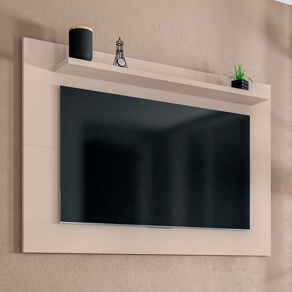 Painel Para TV  Até 60 Pol. com Prateleira 1.35 Safira C14 Off White - Mpozenato