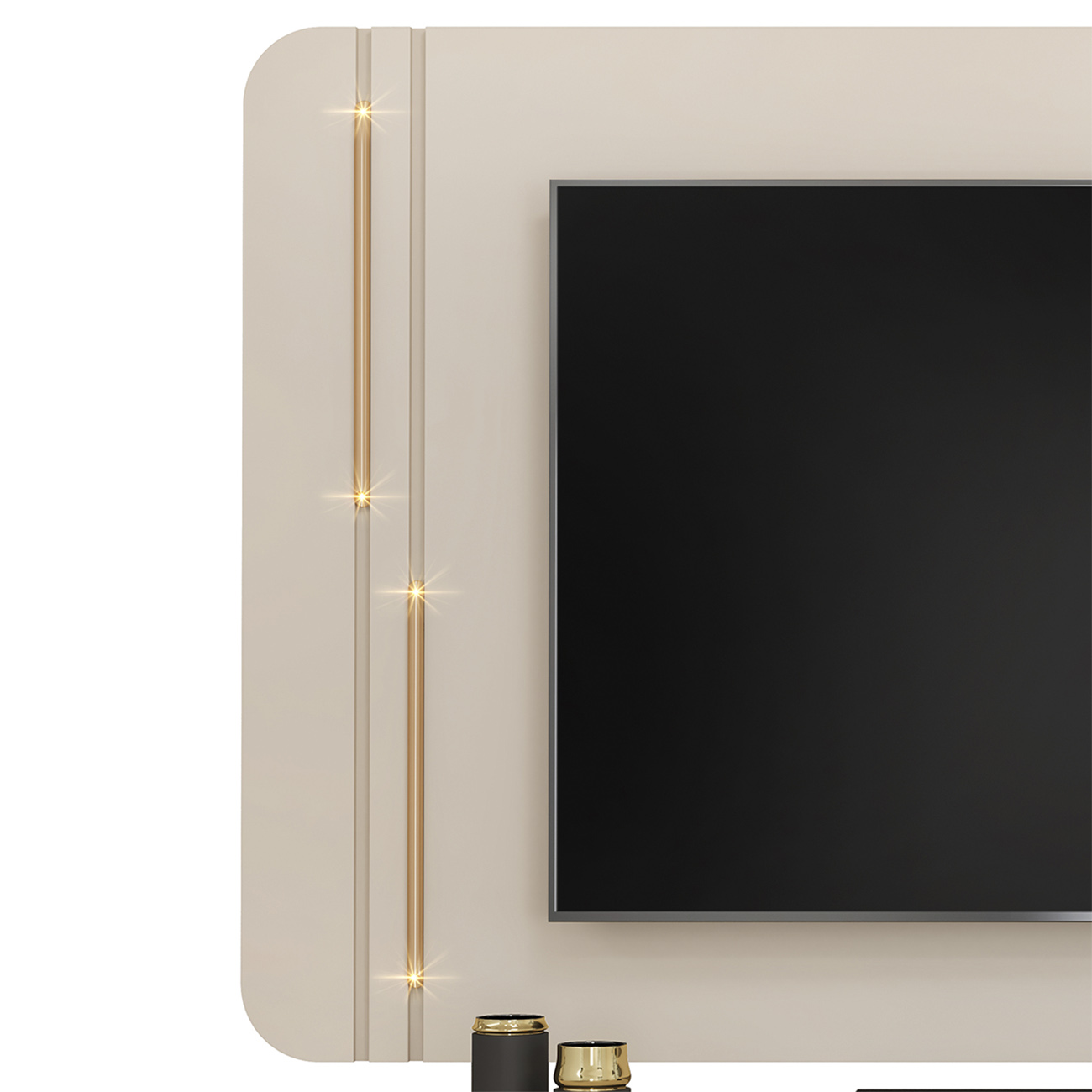 Painel Para TV 75 Pol 241cm Suspenso Ariane D04 Off/Dourado - Mpozenato