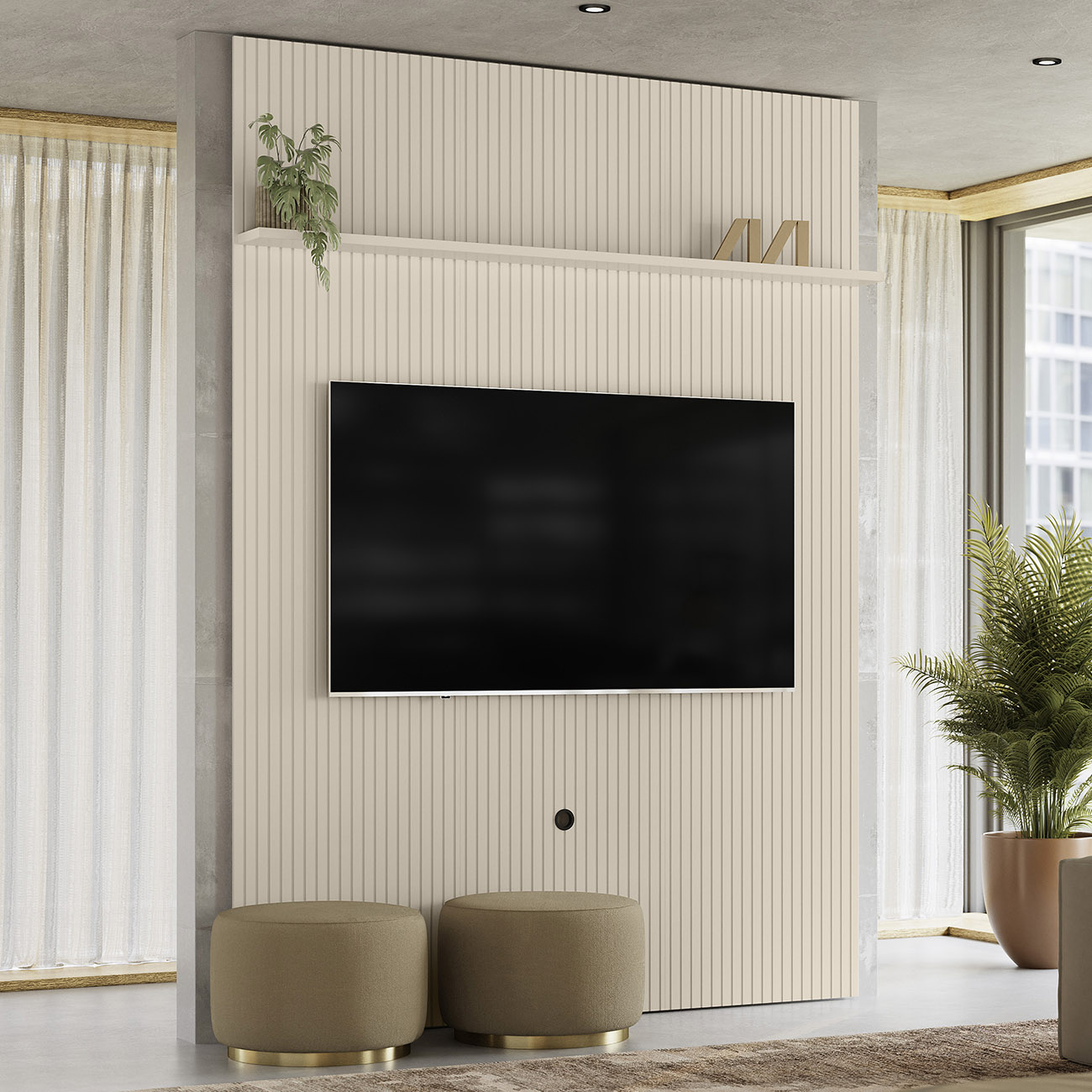 Painel Para TV 75 Polegadas 179cm Logus Z10 Off White - Mpozenato