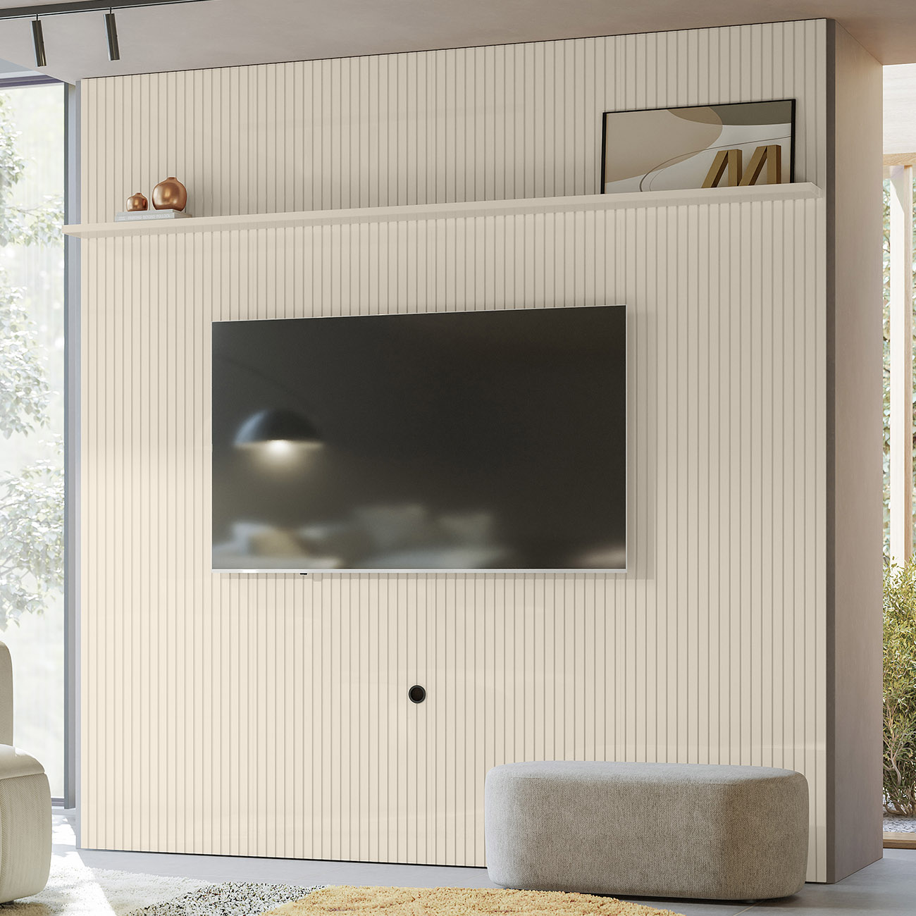 Painel Para TV 75 Polegadas 238cm André Z10 Off White - Mpozenato