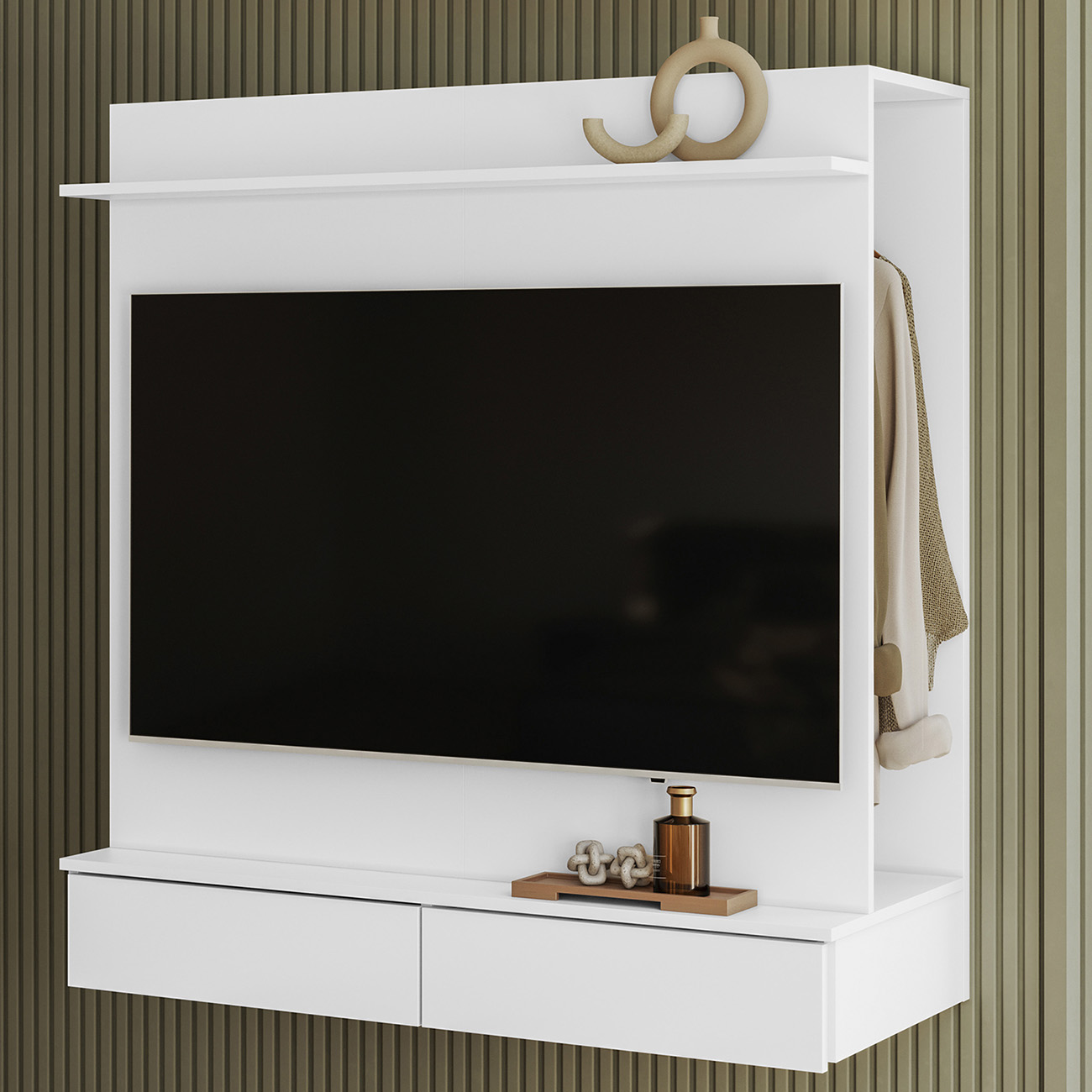 Painel TV 42 Pol Suspenso com Closet 108cm Mimo A02 Branco - Mpozenato