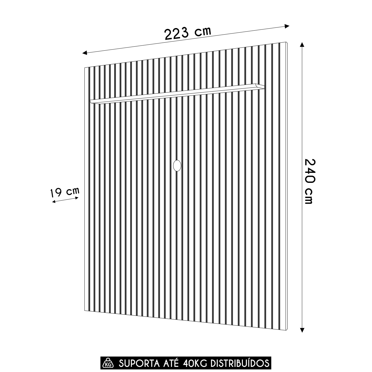 Painel TV 75 Pol 223cm Suspenso Ripado Noah D04 Freijó - Mpozenato