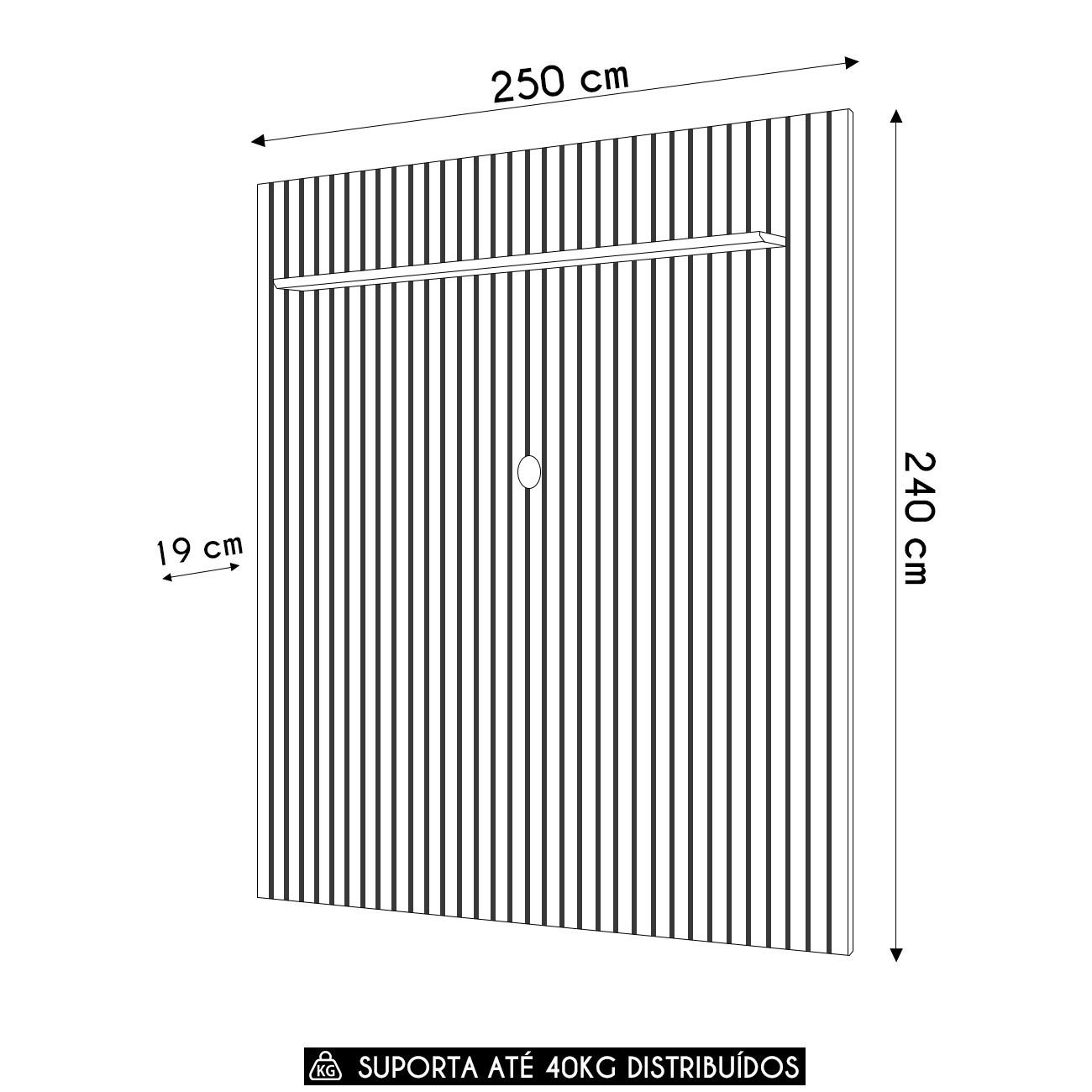 Painel TV 75 Pol 250cm Suspenso Ripado Noah D04 Freijó - Mpozenato