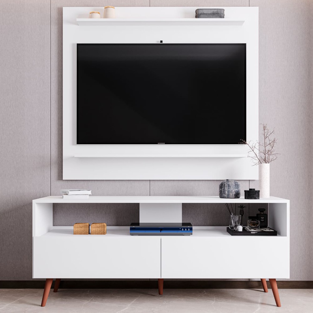 Painel para TV 50 Pol Senna e Rack Bancada 136cm Versa M24 Branco - Mpozenato