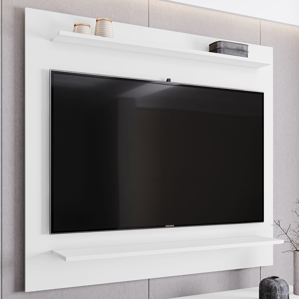 Painel para TV Suspenso 50 Pol 120cm 2 Prateleiras Versa M24 Branco - Mpozenato