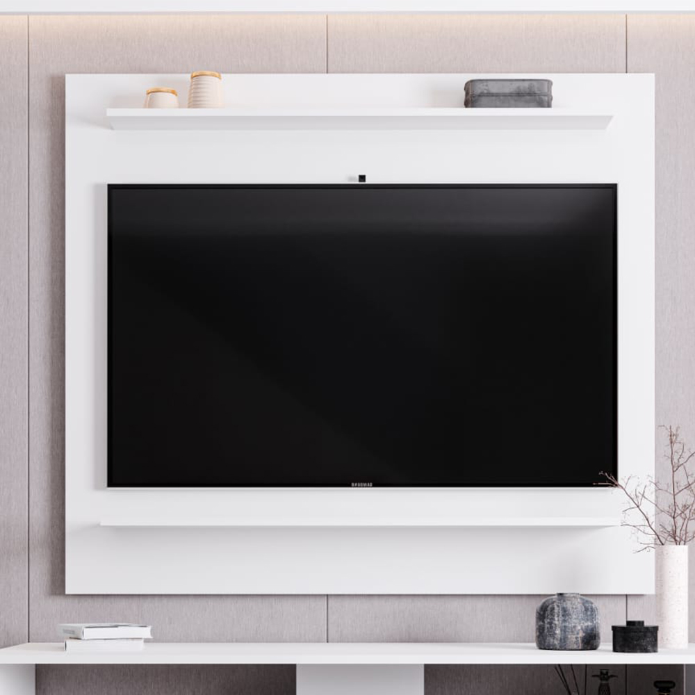 Painel para TV Suspenso 50 Pol 120cm 2 Prateleiras Versa M24 Branco - Mpozenato