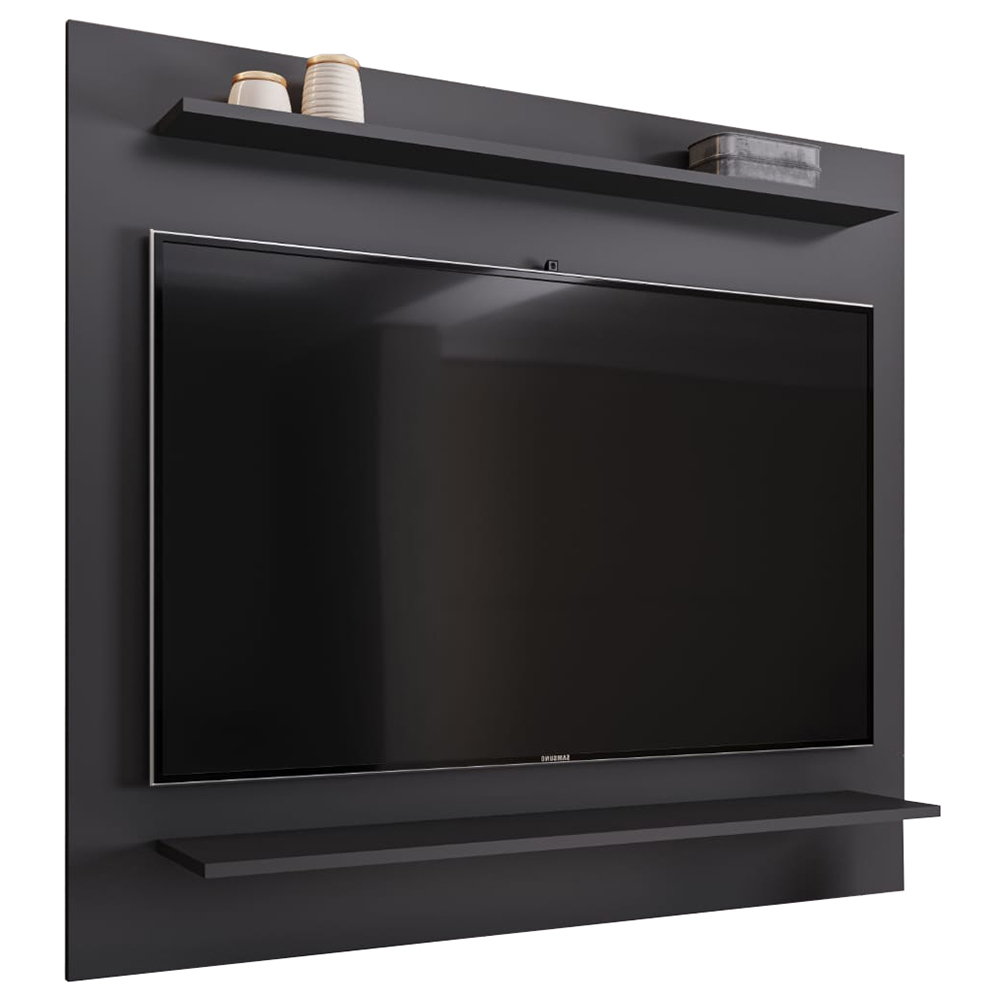 Painel para TV Suspenso 50 Pol 120cm 2 Prateleiras Versa M24 Preto - Mpozenato
