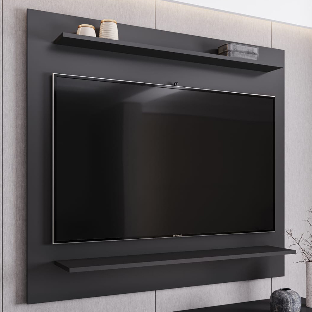 Painel para TV Suspenso 50 Pol 120cm 2 Prateleiras Versa M24 Preto - Mpozenato