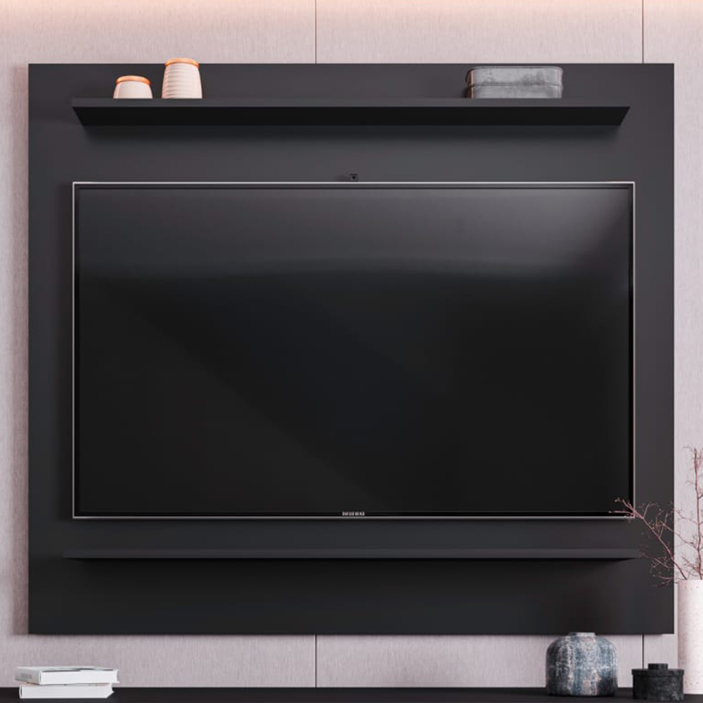 Painel para TV Suspenso 50 Pol 120cm 2 Prateleiras Versa M24 Preto - Mpozenato