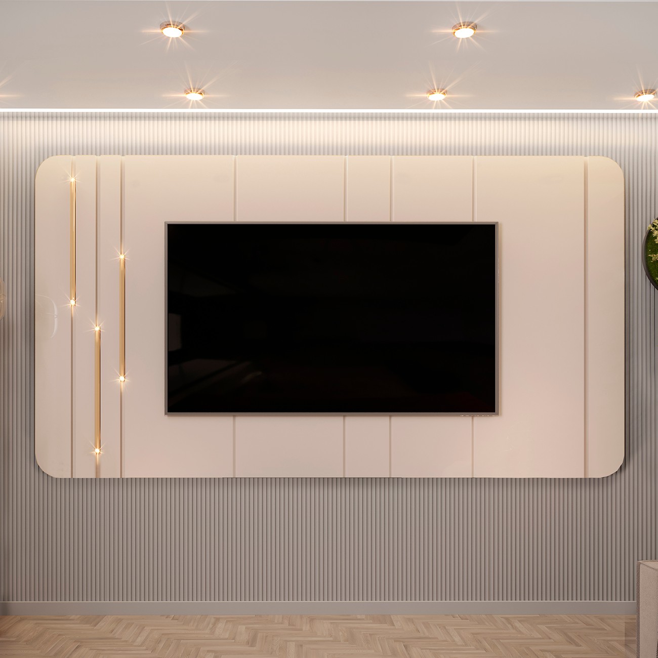 Painel para TV Suspenso 75 Pol 240cm Celi D04 Off White - Mpozenato