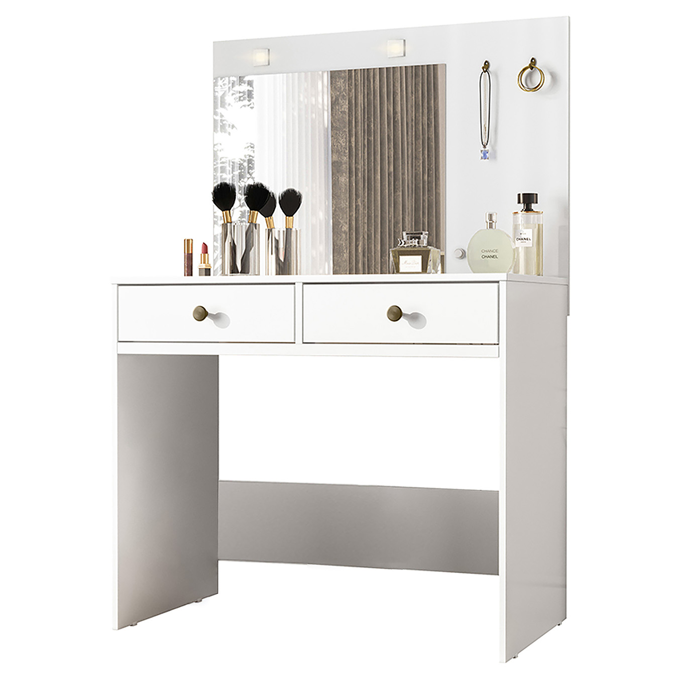 Penteadeira Camarim Com Espelho 2 Gavetas Siena M07 Branco - Mpozenato