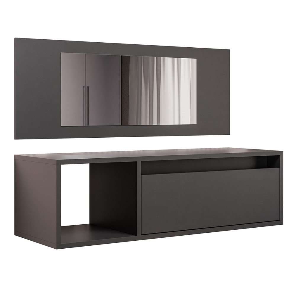 Penteadeira Camarim com Espelho Suspensa 90cm 1 Gaveta Elle M24 Preto - Mpozenato