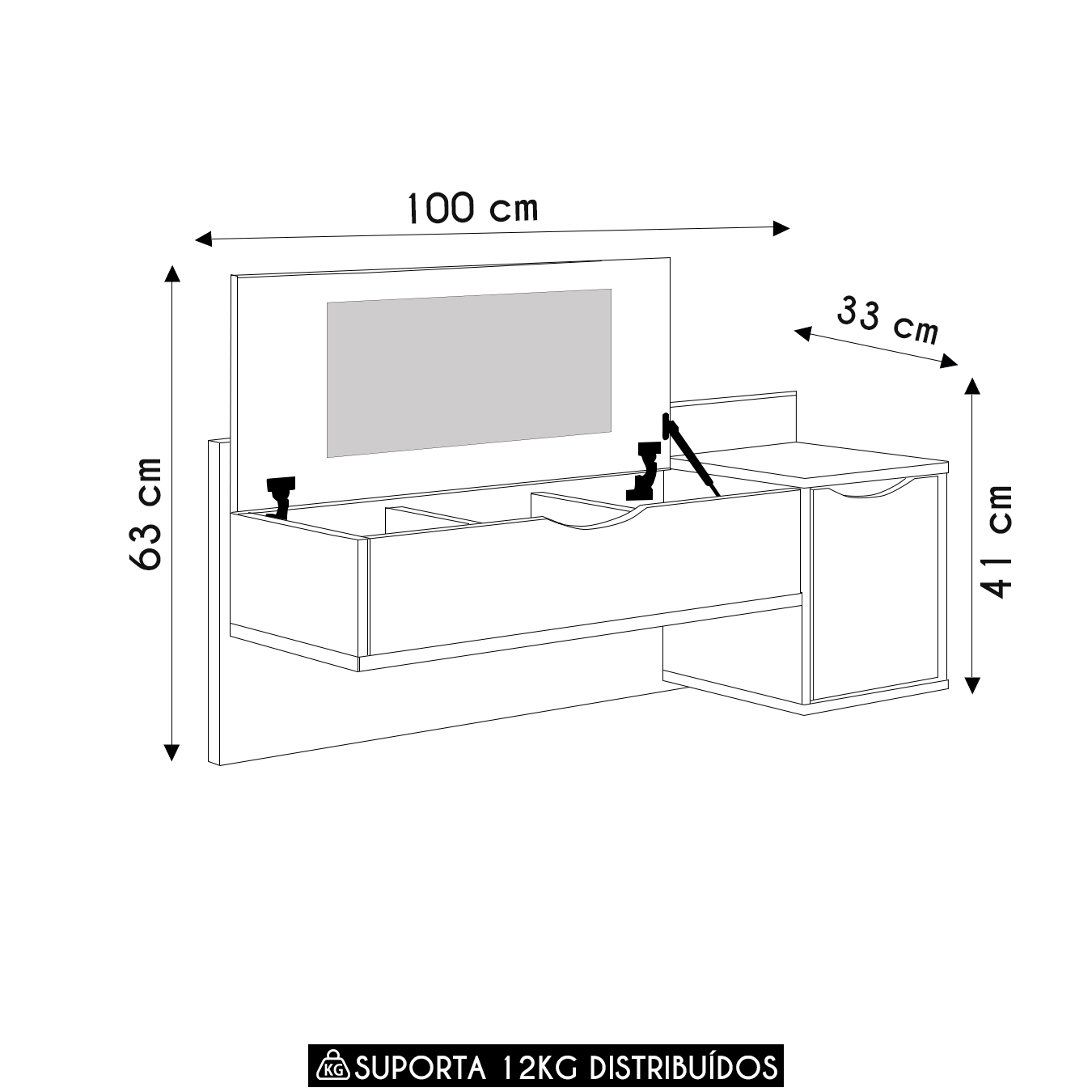 Penteadeira Camarim com LED 2 Portas Loli A02 Branco - Mpozenato