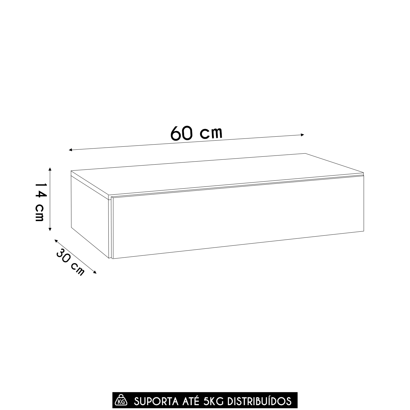 Penteadeira Suspensa 60cm 1 Gaveta Carina Z34 Freijó        - Mpozenato
