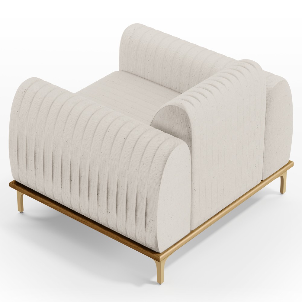 Poltrona Decorativa Base Gold Molino D06 Linho C-367 Cru - Mpozenato