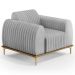 Poltrona Decorativa Base Gold Molino D06 Linho D-315 Cinza  - Mpozenato
