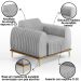 Poltrona Decorativa Base Gold Molino D06 Linho D-315 Cinza  - Mpozenato