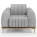 Poltrona Decorativa Base Gold Molino D06 Linho D-315 Cinza  - Mpozenato