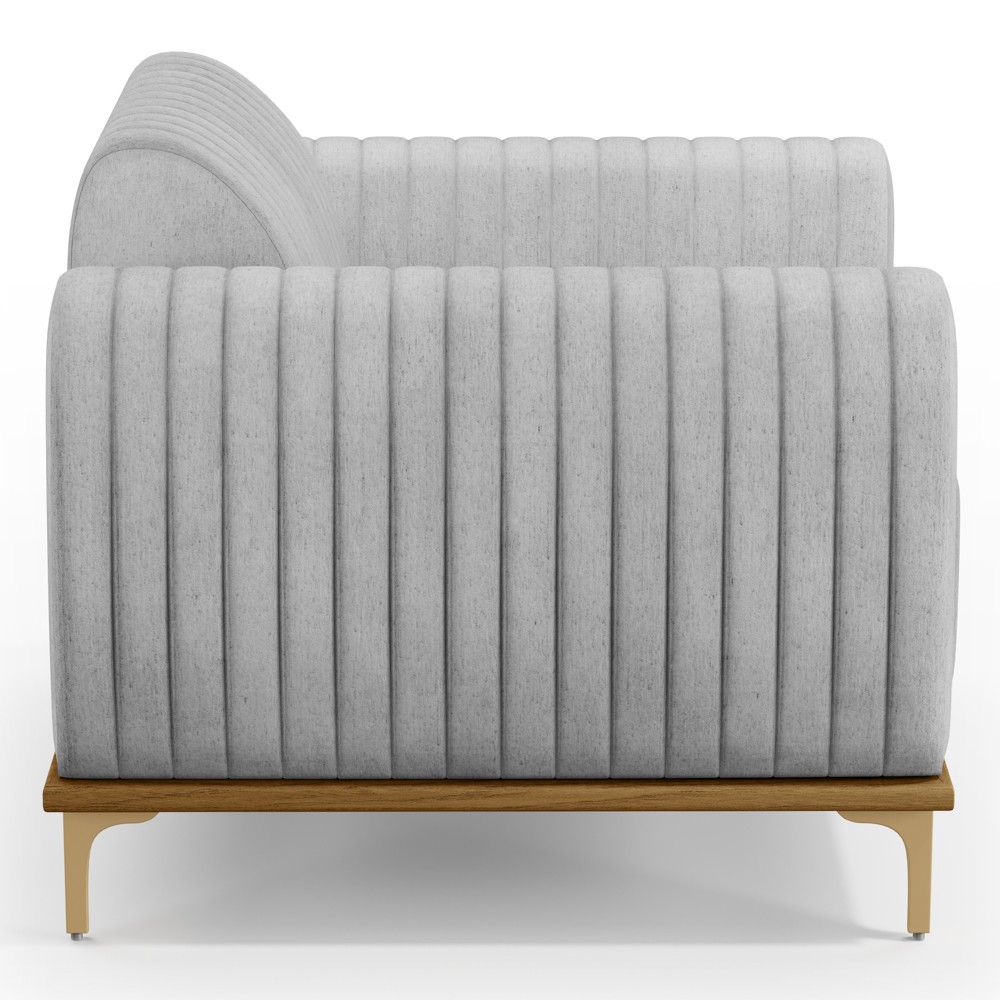Poltrona Decorativa Base Gold Molino D06 Linho D-315 Cinza  - Mpozenato