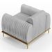 Poltrona Decorativa Base Gold Molino D06 Linho D-315 Cinza  - Mpozenato